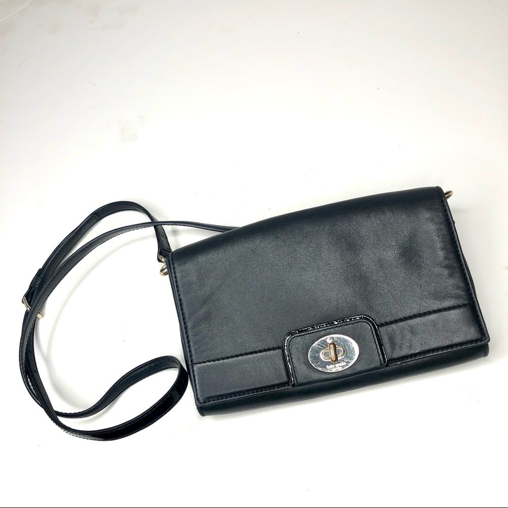 Kate Spade leather square crossbody purse black